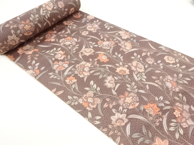 アンティーク　花更紗模様コート地羽尺反物